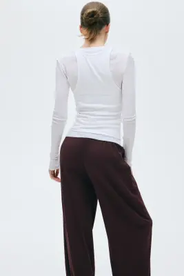Pantalon côtelé avec cordon de serrage - Bordeaux — photo 2