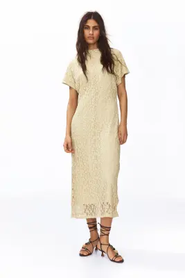 Robe façon dentelle - Jaune ancien — photo 1