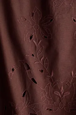 Top avec broderie anglaise et bretelles à nouer - Marron — photo 3