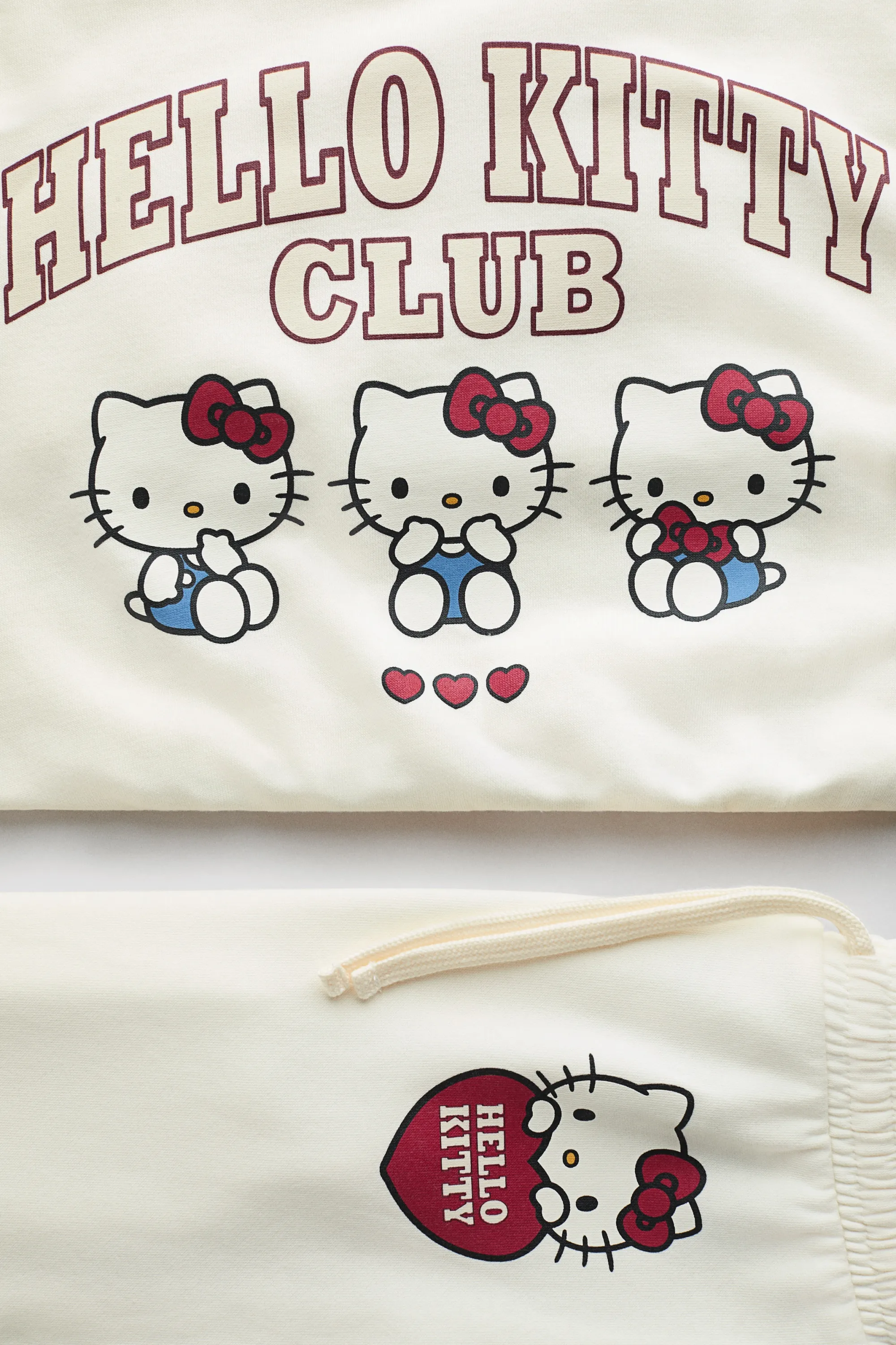 Ensemble imprimé 2 pièces en molleton gratté - Crème/Hello Kitty