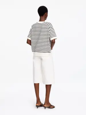 Sweat en tissu éponge - Blanc cassé/Noir — photo 2