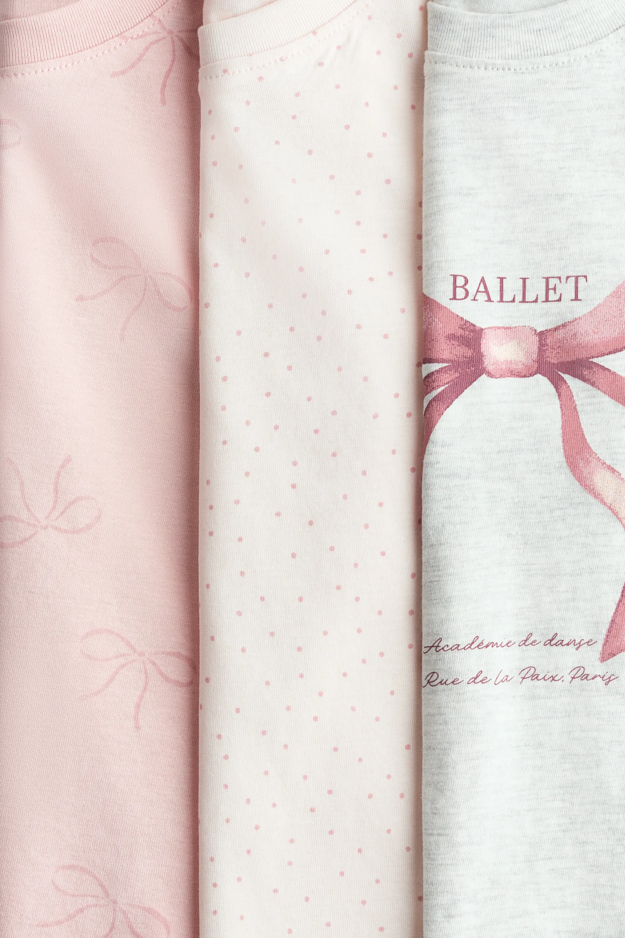 Lot de 3 T-shirts imprimés - Rose clair/nœuds