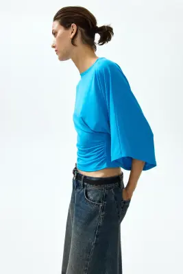 Top asymétrique en jersey - Bleu vif — photo 3