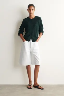 CARDIGAN EN MAILLE TORSADÉE DE PUR CACHEMIRE - VERT FONCÉ — photo 2
