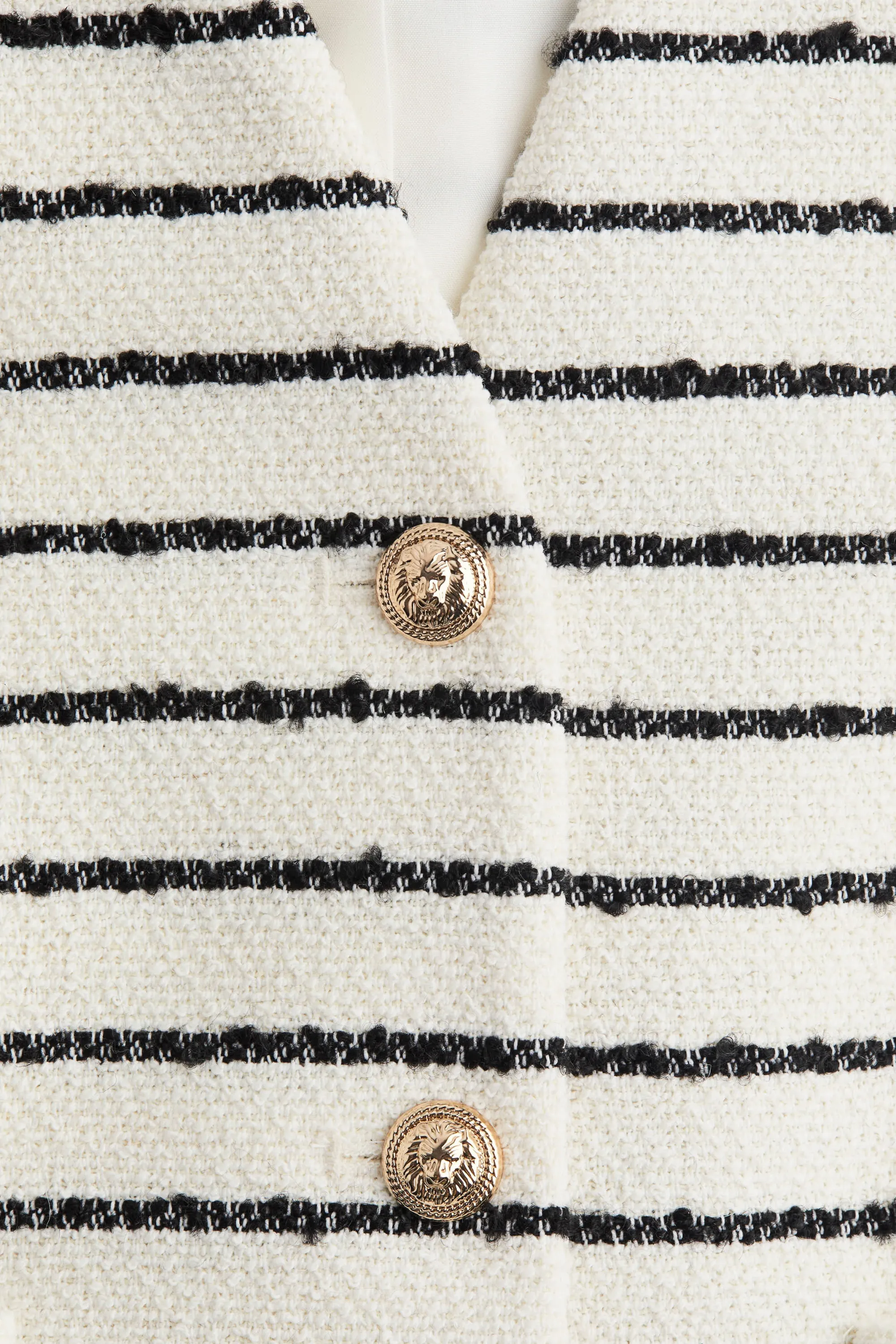 Gilet sans manches en bouclette - Blanc/rayé