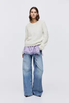 Pull en mohair mélangé - Crème — photo 2