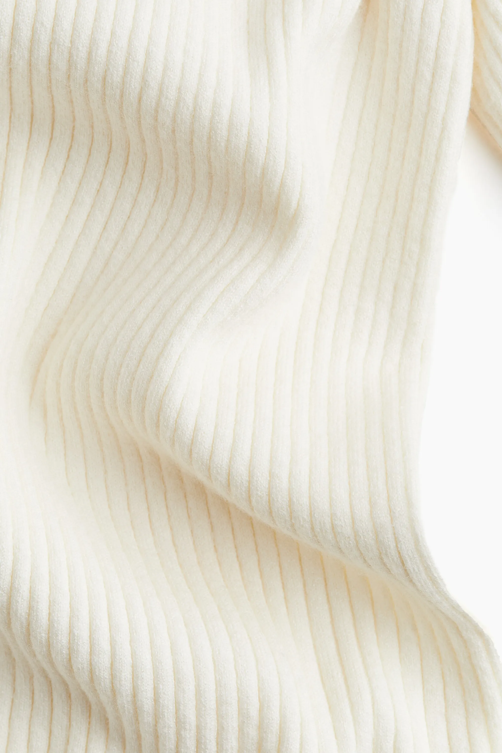 Robe épaules nues en maille côtelée - Crème