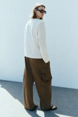 Pantalon cargo avec ceinture - Marron — photo 2