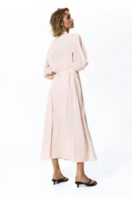 Robe en coton avec dentelle - Rose clair — photo 2