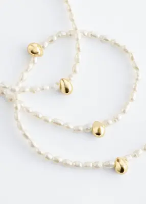 Collier de perles de culture - Blanc/Doré — photo 1