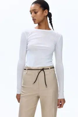 Pantalon bootcut en lin mélangé - Beige — photo 1