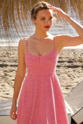 Antonia Cotton Dress - Red gingham — photo 1
