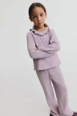 Pantalon large en coton - Violet clair — photo 2