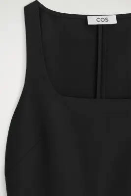 ROBE EN JERSEY CRÊPE À ENCOLURE CARRÉE - NOIR — photo 5