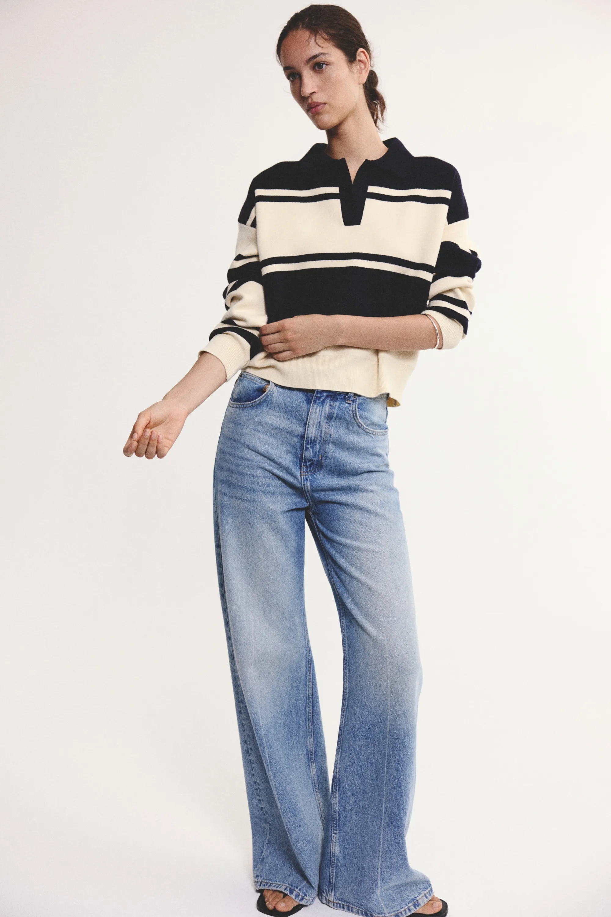 Polo oversize - Bleu marine/rayé