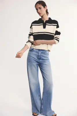 Polo oversize - Bleu marine/rayé — photo 1