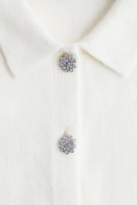 MAMA Gilet avec boutons à strass - Crème — photo 3