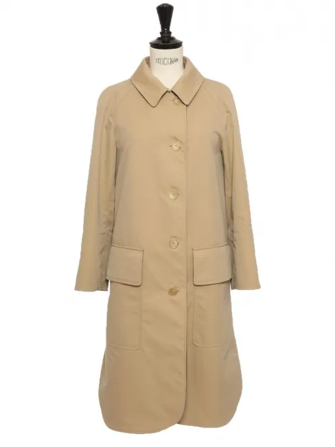 Trench droit camel beige doublure laine grise 100% Prix boutique 2200€ Taille XS