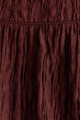 Jupe midi en jersey texturé - Marron foncé — photo 3
