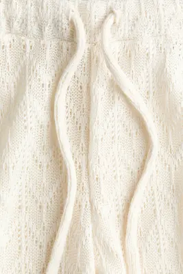 MAMA Pantalon à cordon en maille pointelle - Crème — photo 4