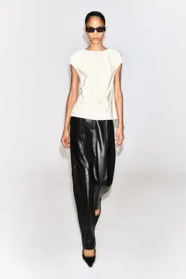 TOP EN SATIN FRONCÉ - IVOIRE — photo 1
