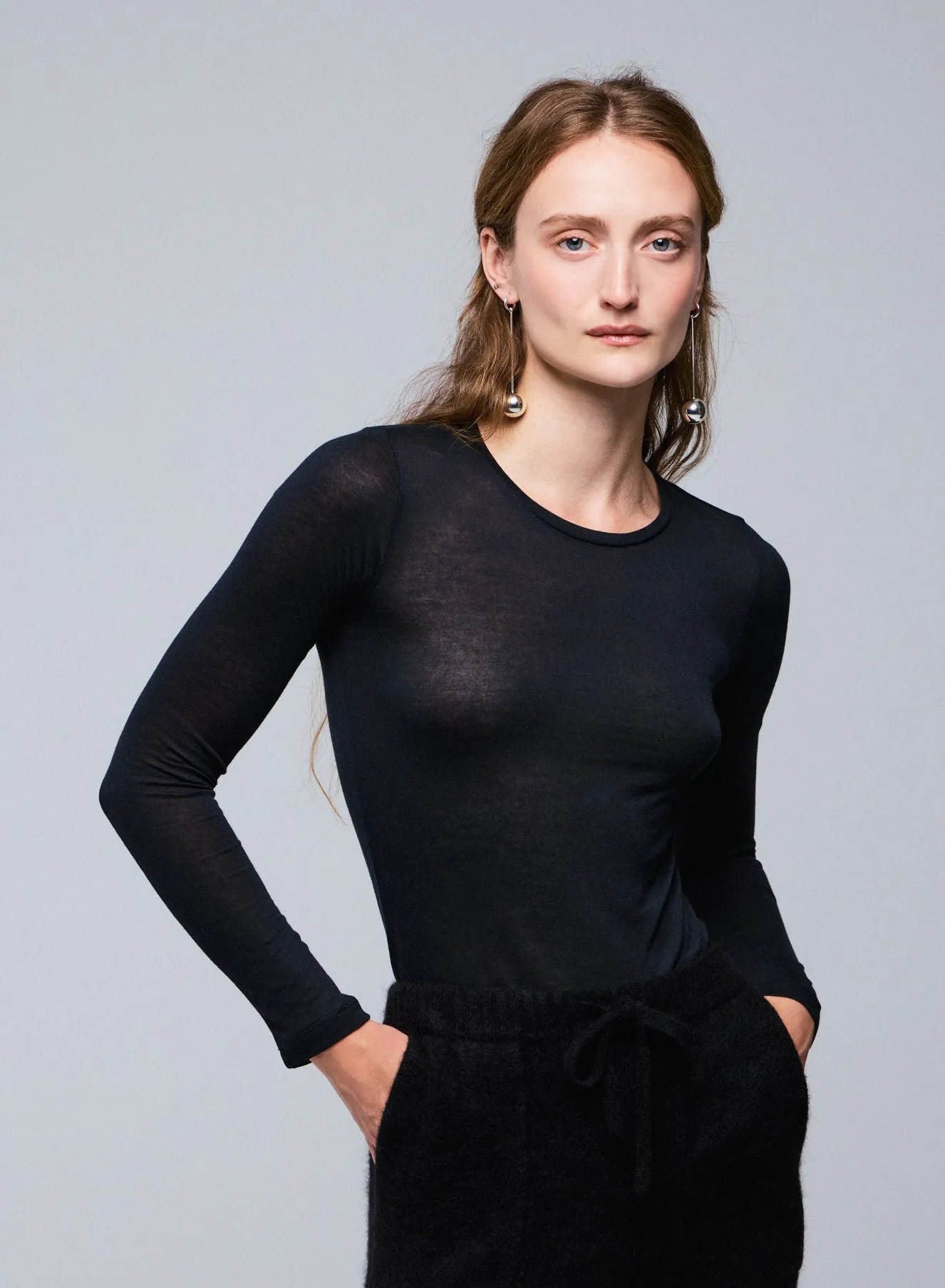 T-shirt en viscose et cachemire