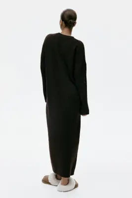 Robe en maille côtelée - Marron foncé — photo 4