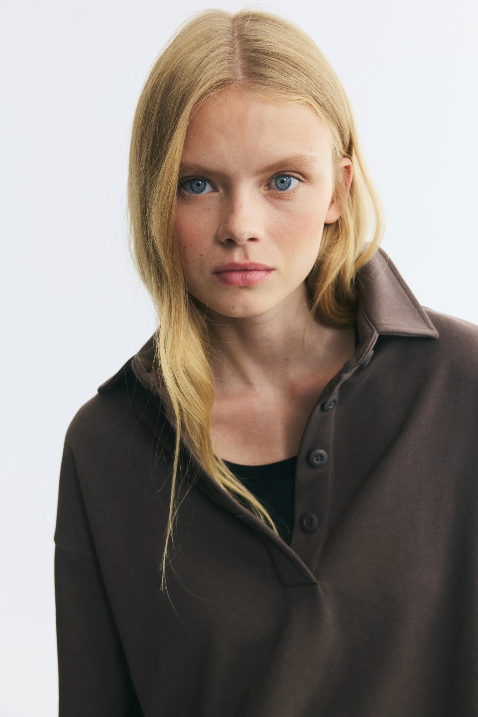 Sweat avec col - Taupe foncé