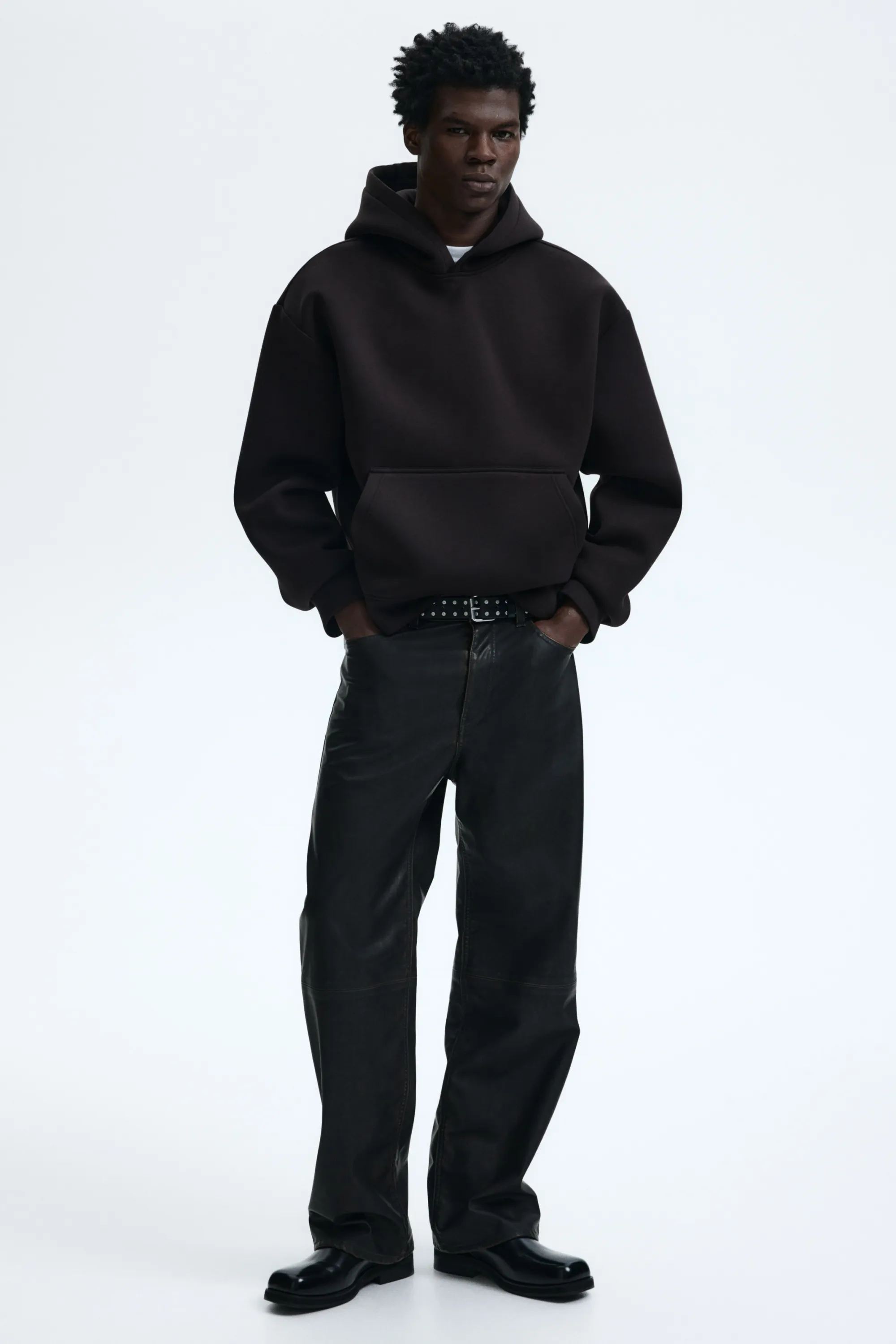 Hoodie Loose Fit en scuba - Marron foncé