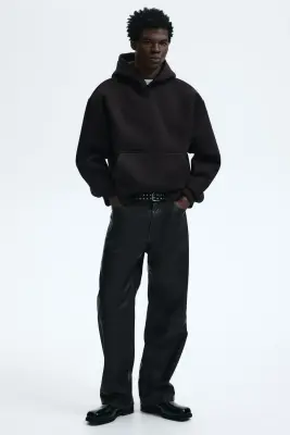 Hoodie Loose Fit en scuba - Marron foncé — photo 1