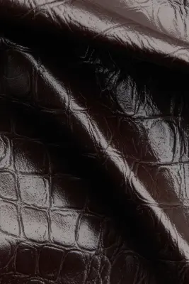Jupe en tissu enduit - Marron foncé — photo 4