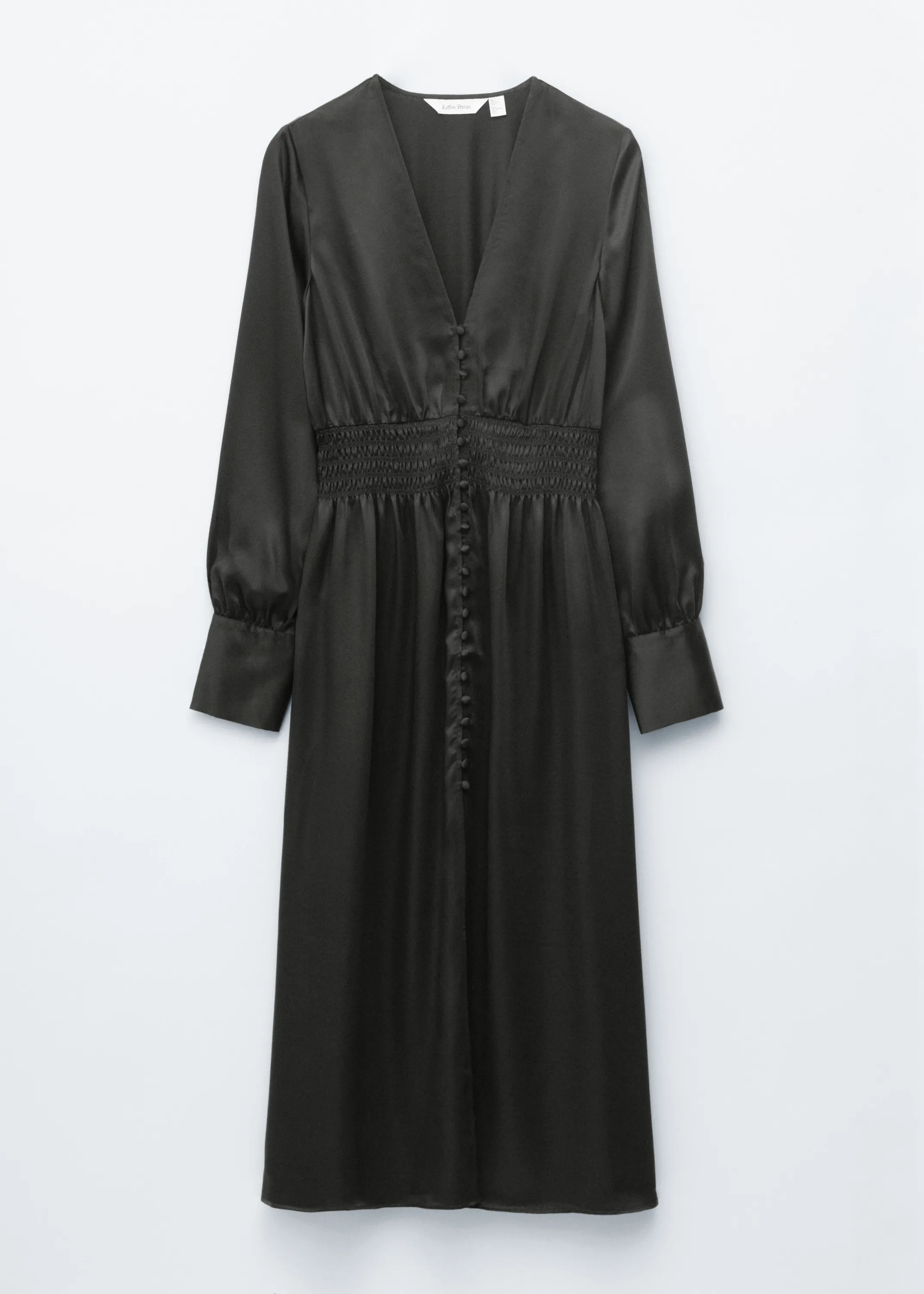 Robe-chemise midi en satin - Noir