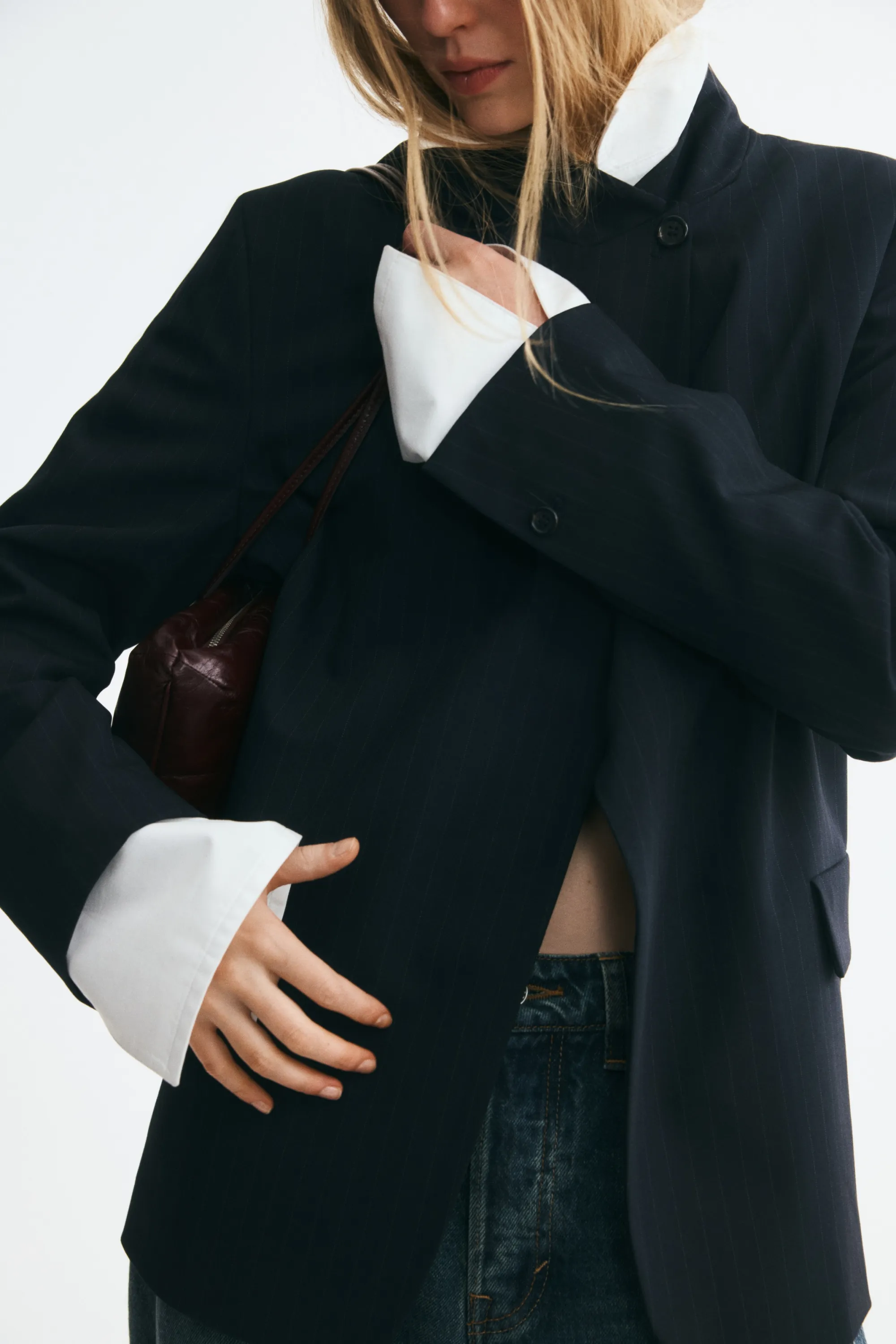 Blazer à col droit - Bleu marine/rayures tennis
