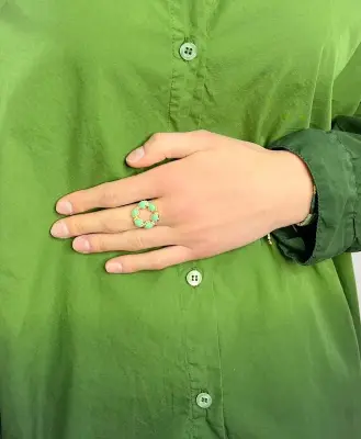 Bague ronde - Chrysoprase — photo 2