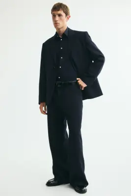 Veste Relaxed Fit en laine mélangée - Bleu marine — photo 2