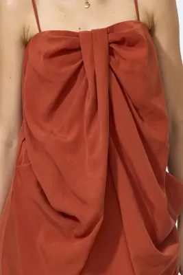 Robe bandeau avec détail noué - Rouge brique — photo 1