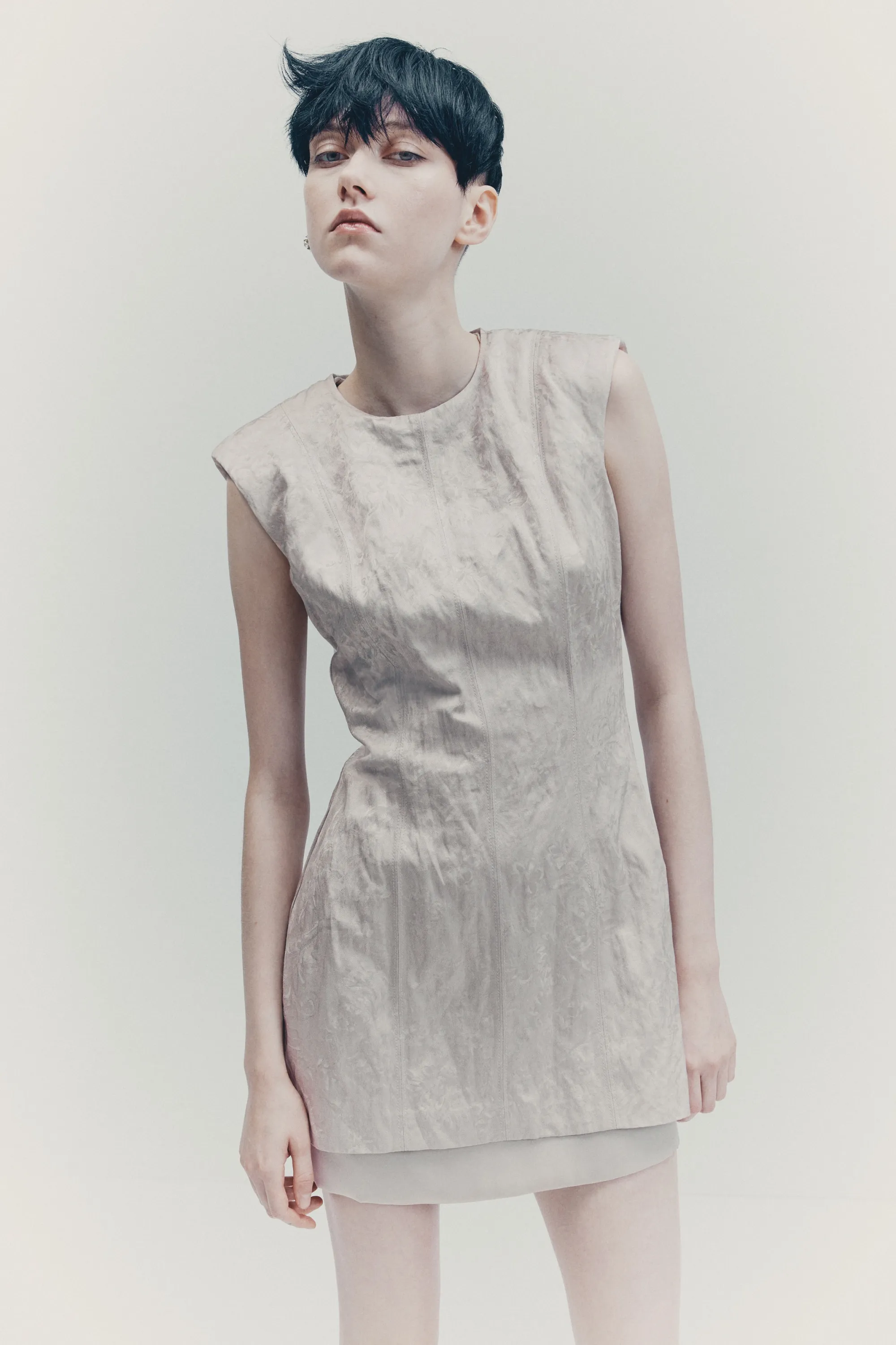 Robe en tissu jacquard - Grège clair
