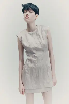 Robe en tissu jacquard - Grège clair — photo 1