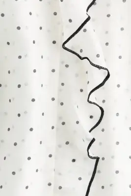 Blouse volantée avec col cravate - Crème/pois — photo 3