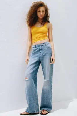 Wide High Jeans - Bleu denim — photo 1