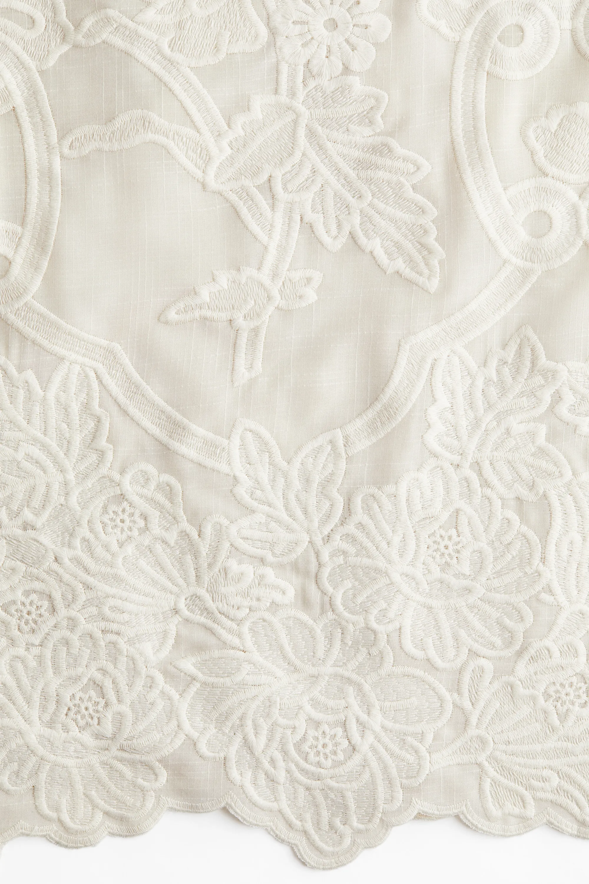 Jupe crayon brodée - Crème