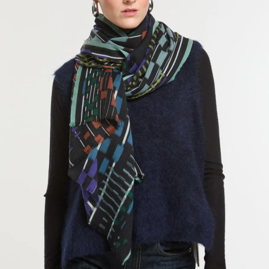 Foulard  saccade noir bleu - Ma Poésie