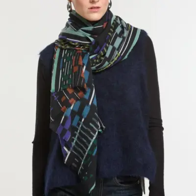 Foulard  saccade noir bleu - Ma Poésie — photo 1