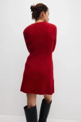 MAMA Robe en maille côtelée - Rouge — photo 3