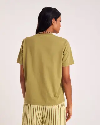Tee-shirt Bree vert mousse brodé — photo 3
