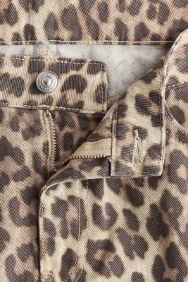 Pantalon baggy en twill de coton - Beige clair/imprimé léopard — photo 4