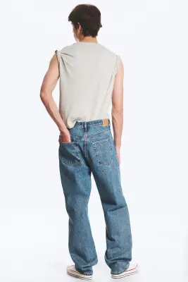 Jean droit et ample taille mi-haute Galaxy - 90s Blue – Bleu moyen — photo 3