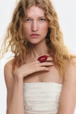 Robe bandeau volantée - Blanc — photo 3