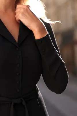 Hortensia Belted Dress - Black — photo 4