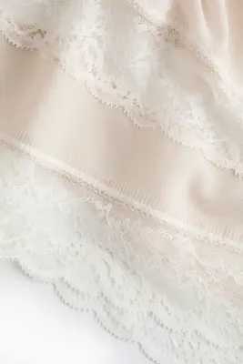 Culotte Shortie en mousseline - Beige clair/blanc — photo 3